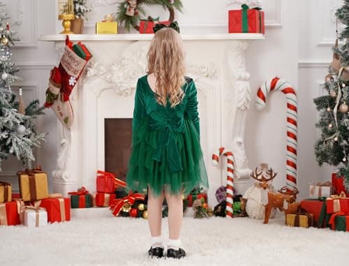 IMEKIS Toddler Girl Christmas Velvet Tutu Dress 1-6T