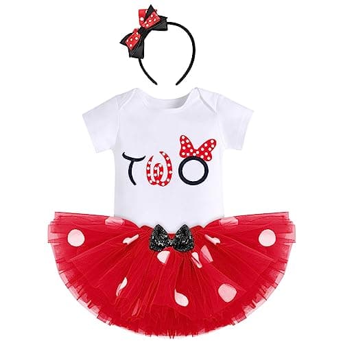 IBTOM CASTLE Polka Dots Romper Tutu Dress for Baby Girls Birthday Outfit