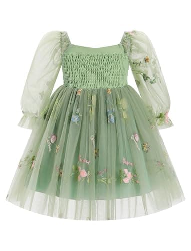Toddler Girl Birthday Dress with Floral Print and Long Sleeves