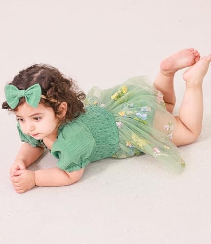 Grehava Baby Girl 1st Birthday Tulle Romper 0-18 Months Short Sleeves