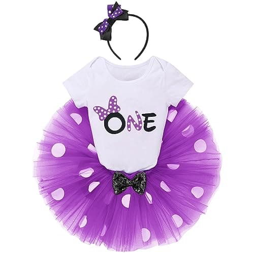 IBTOM CASTLE Polka Dots Romper Tutu Dress for Baby Girls Birthday Outfit