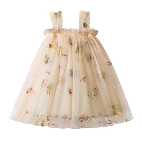 NNJXD Casual Flower Embroidered Tulle Dress for Baby GirlsToddler