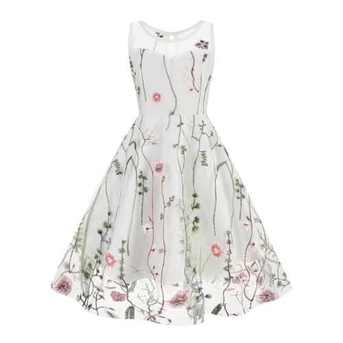 Embroidered Floral Lace Dress for Kids Girls