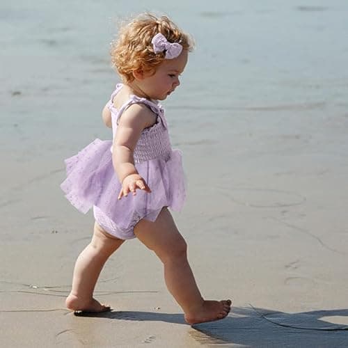 TITKKOP Baby Girl 1st Birthday Tulle Romper Sleeveless Bodysuit