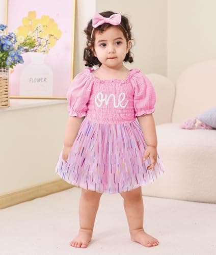 Grehava Baby Girl 1st Birthday Tulle Romper 0-18 Months Short Sleeves