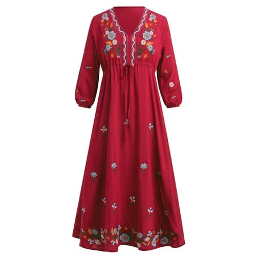 Traditional Mexican Embroidered Dress for Women