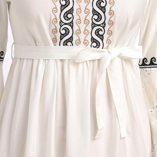 Bohemian Floral Print Peasant Dress for Women