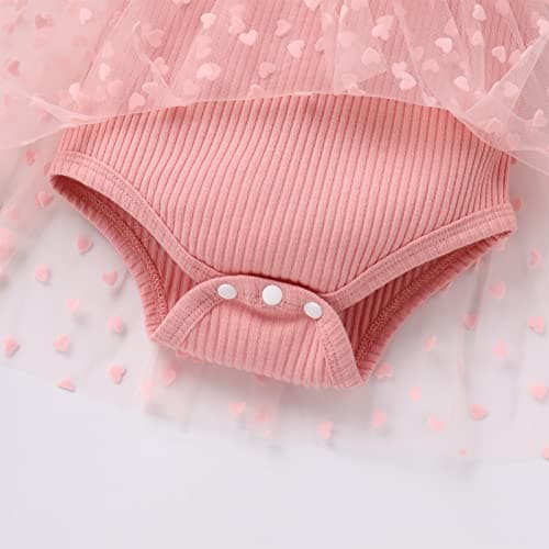 Newborn Baby Girl 1st Birthday Lace Tulle Romper Dress with Floral Headband