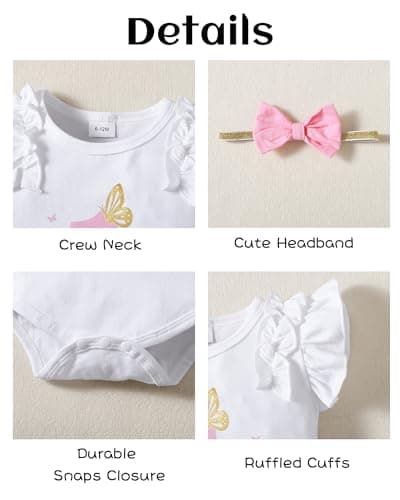 Mioglrie 1st Birthday Girl Outfit Romper Tutu Set 3-18 Months