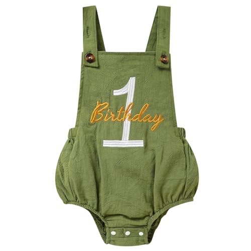 Solid Color 1st Birthday Romper for Baby Boys and Girls