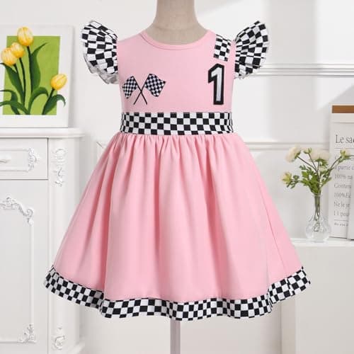 IMEKIS Baby Girl Race Car Birthday & Halloween Dress
