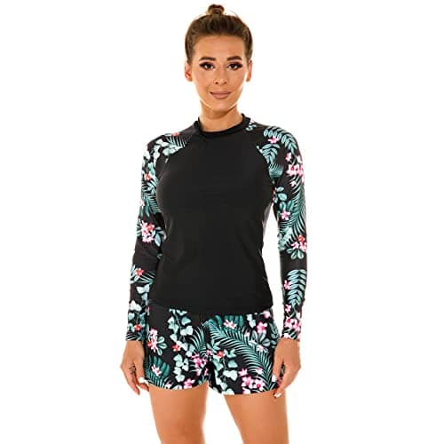 Women's Floral Print Rash Guard Swimwear Set