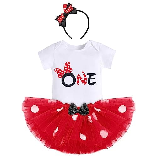 IBTOM CASTLE Polka Dots Romper Tutu Dress for Baby Girls Birthday Outfit