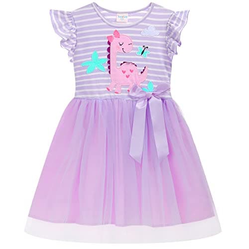 VASCHY Cute Ruffle Tulle Dress for Girls, Toddler to Big Kid Size 2-10T