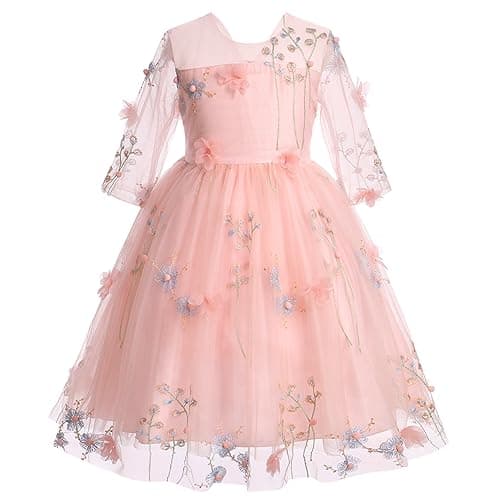 IDOPIP Backless Tulle Flower Girl Dress for Princess Birthday Weddings Bridesmaids