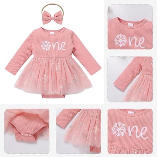 Baby Girl's 1st Birthday Outfit: Romper and Headband for Fall & Winter Cake Smash Photos