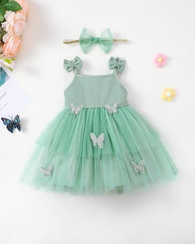 Renotemy Toddler Girl Summer Sleeveless Tutu Dress for Birthday Photoshoot