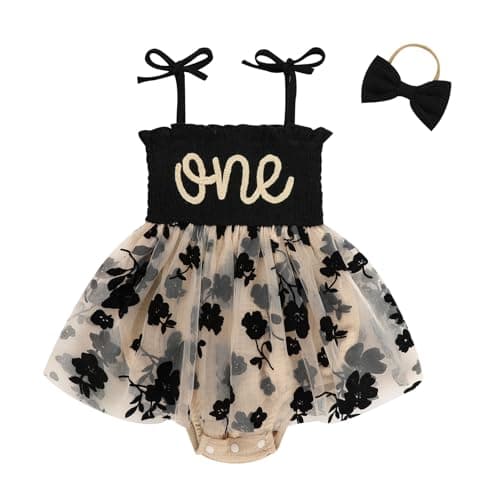 TITKKOP Baby Girl 1st Birthday Tulle Romper Sleeveless Bodysuit