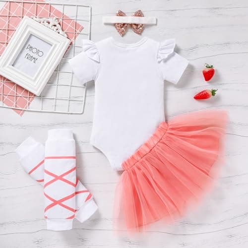 GRNSHTS Toddler Girl 1st Birthday Smash Cake Outfit with Tutu Skirt and Headband