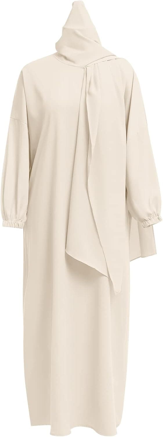 Women Muslim Abaya Modest Solid Prayer Dress with Hijab Islamic Dubai Middle East Dubai Turkey Kaftan Outfit