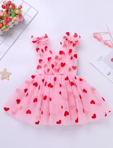IMEKIS Pink Heart Strawberry Tulle Dress for Baby Girl Birthday Shoot