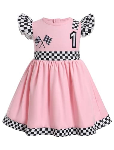 IMEKIS Baby Girl Race Car Birthday & Halloween Dress