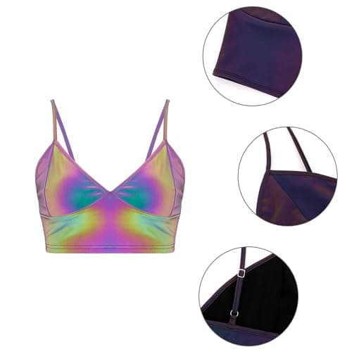 Giovacker Women's V-Neck Sparkle Sequined Crop Top Tank Vest