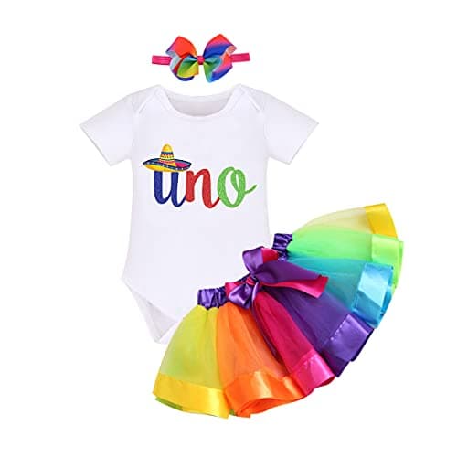 ODASDO Rainbow Tutu Birthday Smash Outfit for Toddler Girls