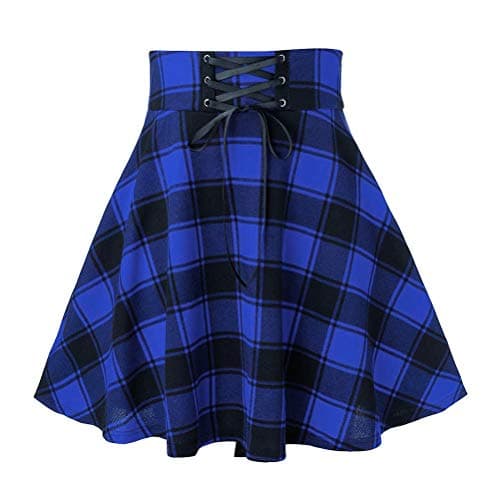 IDEALSANXUN Women's High Waist Gothic Plaid Mini Skirts