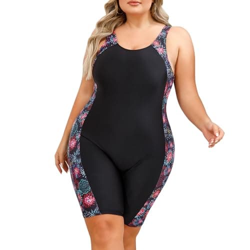 IMEKIS Plus Size Women's UPF 50+ One Piece Rash Guard Swimsuit