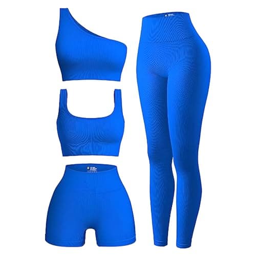OIERD Women's Ribbed Leggings Yoga Sets Matching Gym Outfits