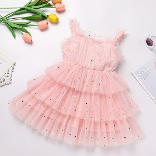 IMEKIS Toddler Sequin Stars Birthday Tutu Dress for Smash Photo Shoot