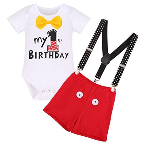 IBTOM CASTLE Baby Boys First Birthday Cake Smash Outfit Gentleman Tuxedo Clothes Set