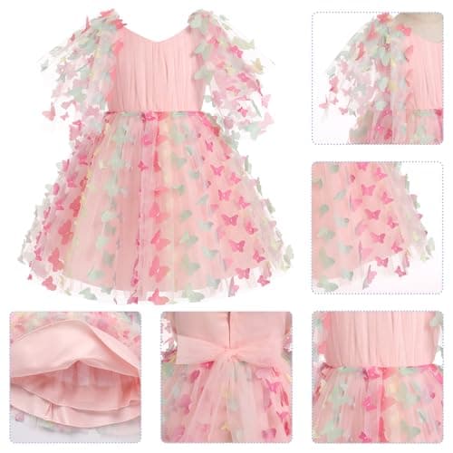 IDOPIP Kids' Flower Girl Butterfly Tutu Dress for Birthday Party Communion