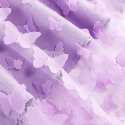 IWEMEK Girls Flower Embroidered Tulle Mesh Dress for Weddings & Birthdays