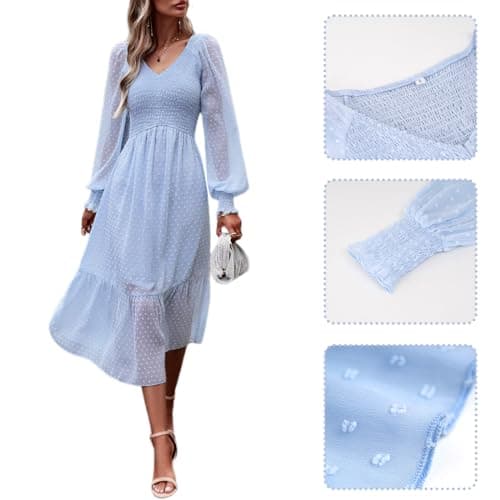 Women's V Neck Ruffle Dress