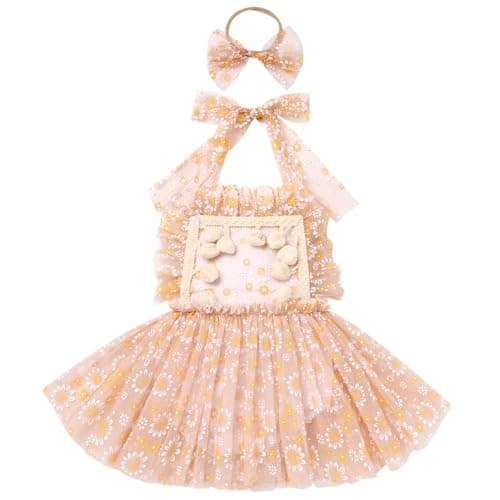 Baby Girls 1st Birthday Romper Tutu Dress - One Year Old Party Outfit