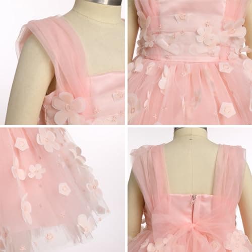 Toddler Girls' High-Low Flower Tulle Dress for Weddings, Parties, and Photoshoots