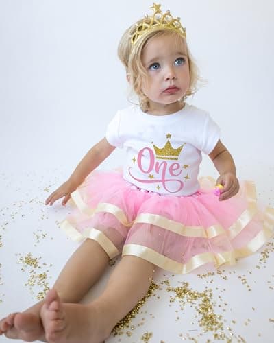 Luke and Lulu Girl's 1st Birthday Princess Crown Tutu Outfit