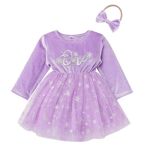 Velvet Snowflake Dress with Headband for Baby Girls' 1st Birthday Cake Smash Photos