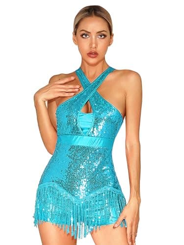 Glittery Sparkly Bodysuit for Women Dance Leotard