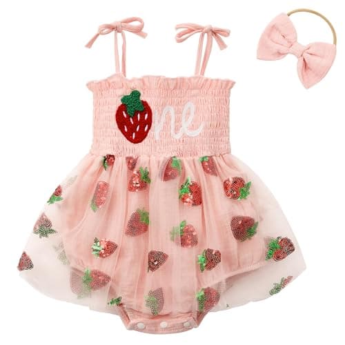 Durio Baby Girl 1st Birthday Tutu Romper with Headband Sleeveless