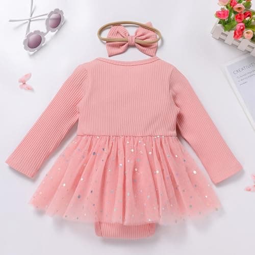 IMEKIS Baby Girl Fall Pumpkin Winter Snowflake Romper Sparkle Dress Headband
