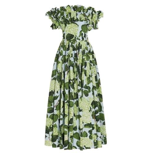 Women's Floral Print Swimsuit with Maxi Beach Skirt for Summer Holiday