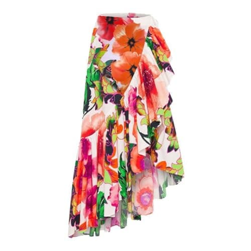 IMEKIS Women's Floral Print 2-Piece Swimsuit Set with Ruffle Cover-Up