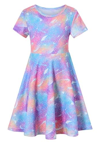 RAISEVERN Toddler Girls Short Sleeve Casual Midi Sundress 4-9T