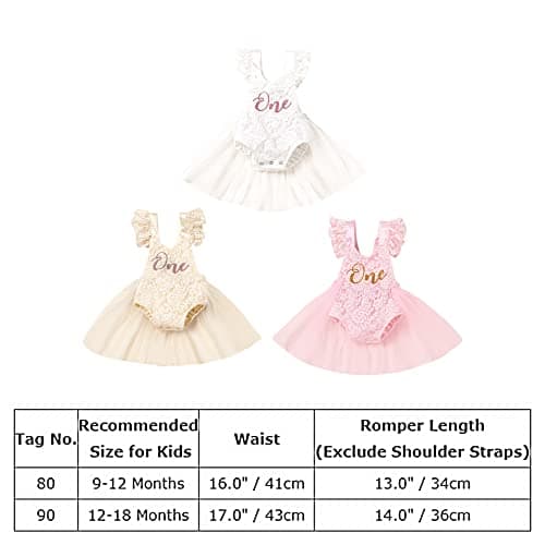 IBAKOM Baby Girl First Birthday Tutu Dress Lace Tulle Romper