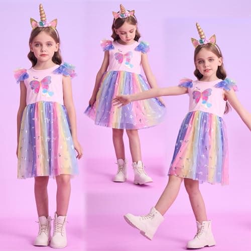 VIKITA Girls' Knee-Length Summer Tutu Dress