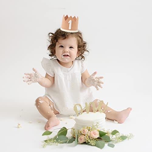 WAHAWU Baby First Birthday Pink Crown Decorations