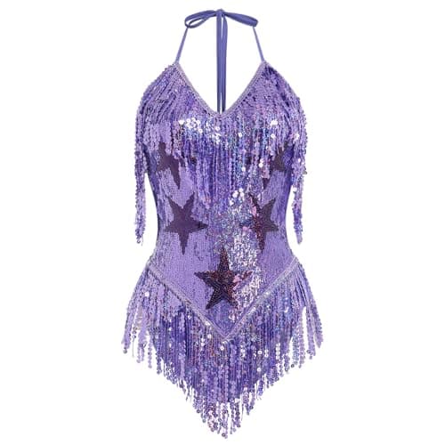 Women's Sequin Fringe Dance Bodysuit for Raves and Festivals
